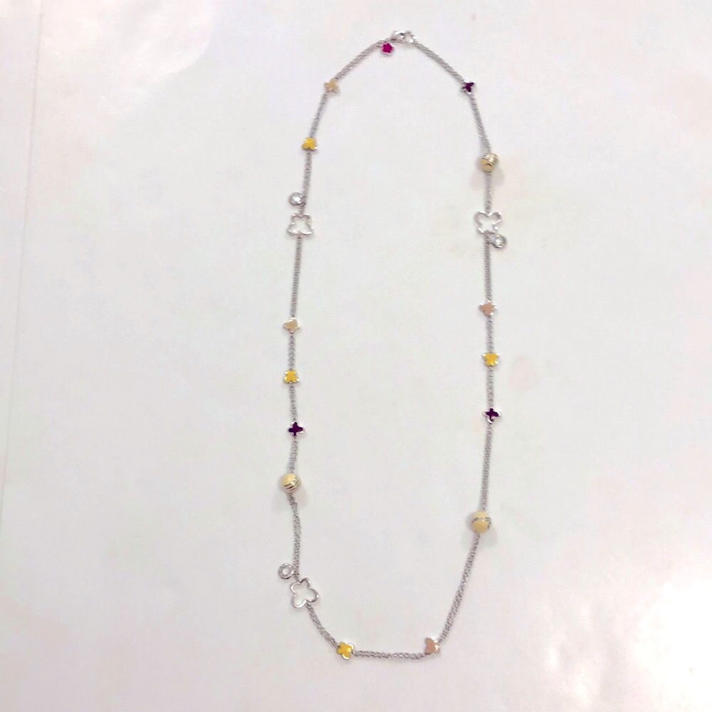 Long Uneek Necklace Silver Plated Butterfly Crystal Bobbles by Lauren G Adams